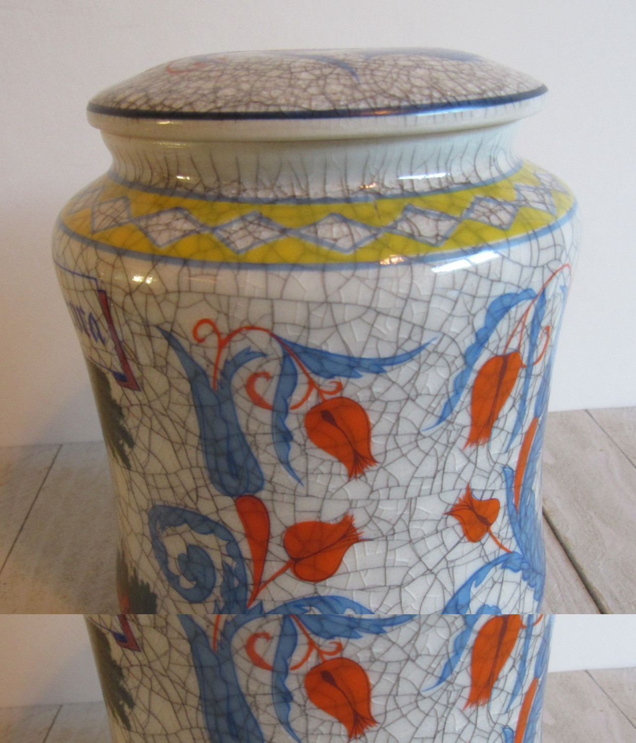 vtg Apothecary Pharmacy Jar Hirudo Decora American Leech Ceramic OMC Japan