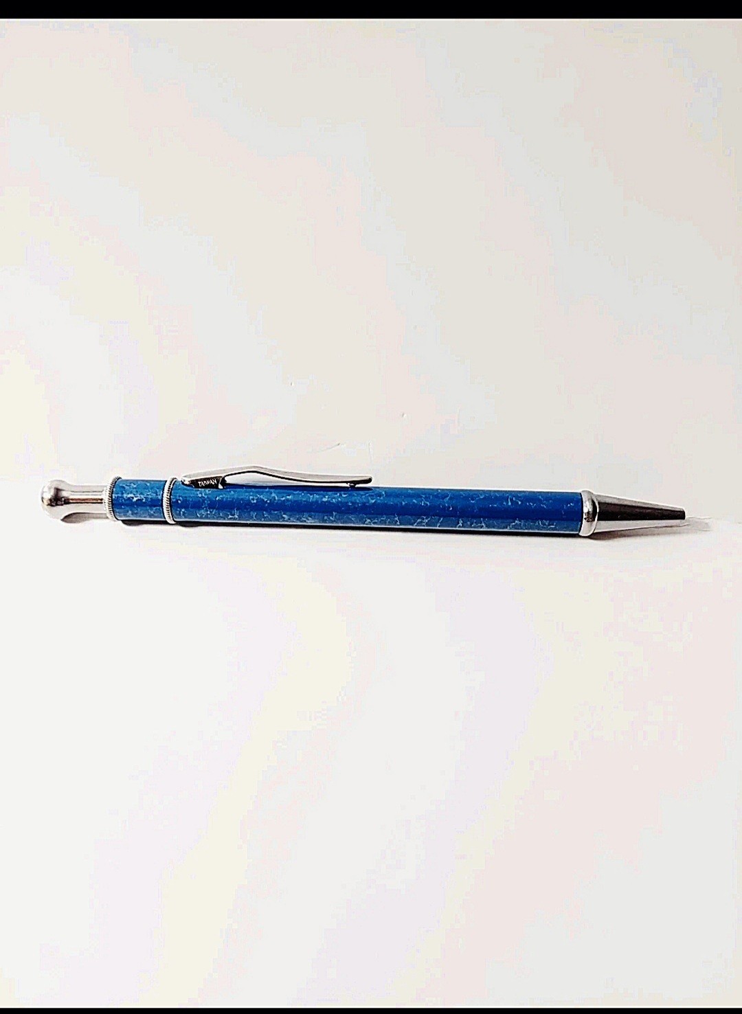 Vintage Pfizer Zoloft Marbled Blue Metal Click Ballpoint Pen Drug Rep Pharmacy