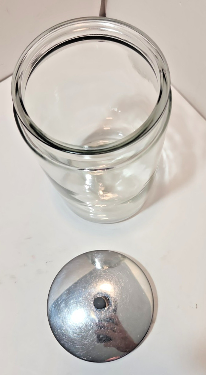 Vtg Profex Apothecary Medical Glass Jar Canister with Stainless Steel Lid 8×5″