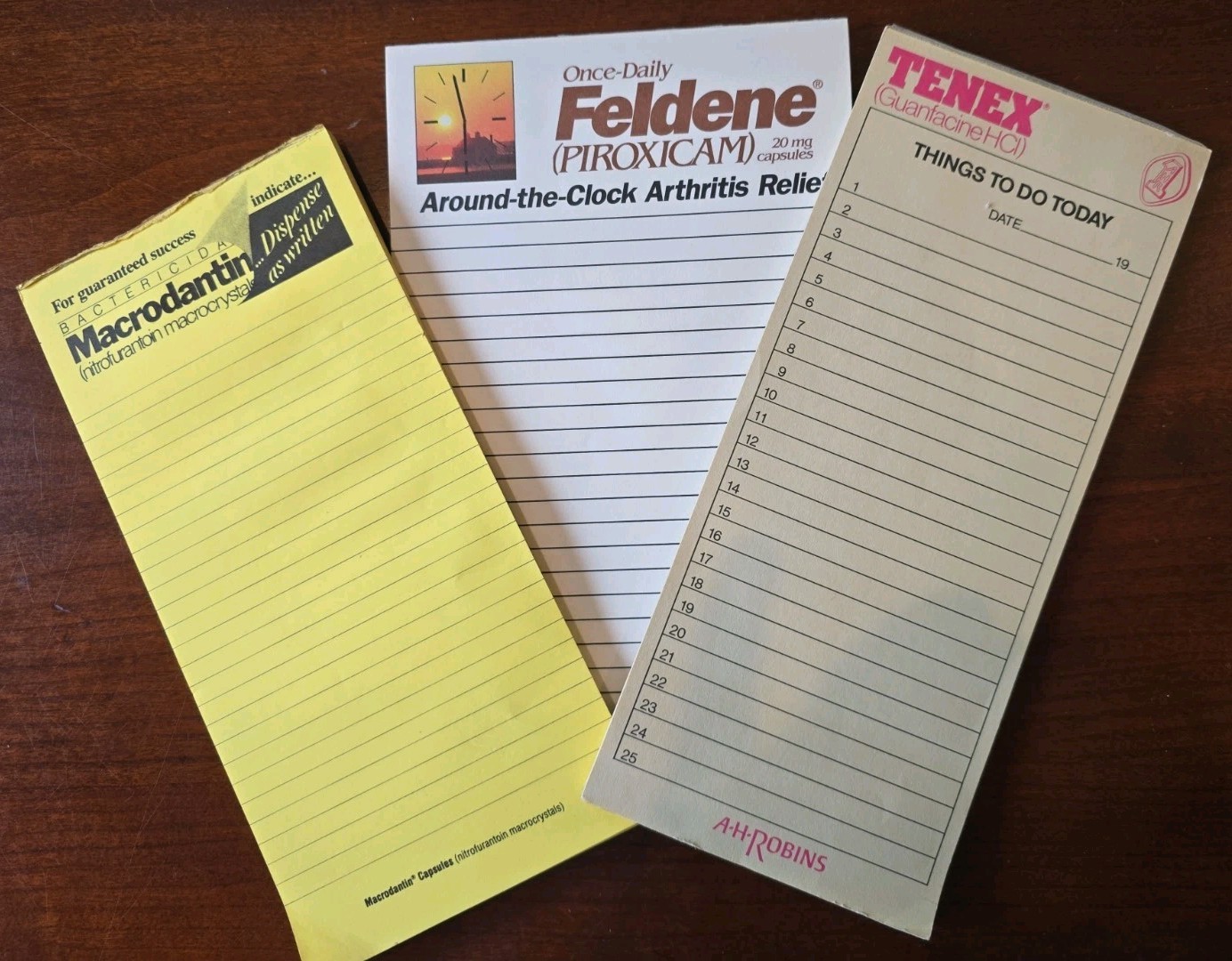 Pharmaceutical Advertising Lot Note Pads – Macrodantin Tenex Feldene Piroxicam