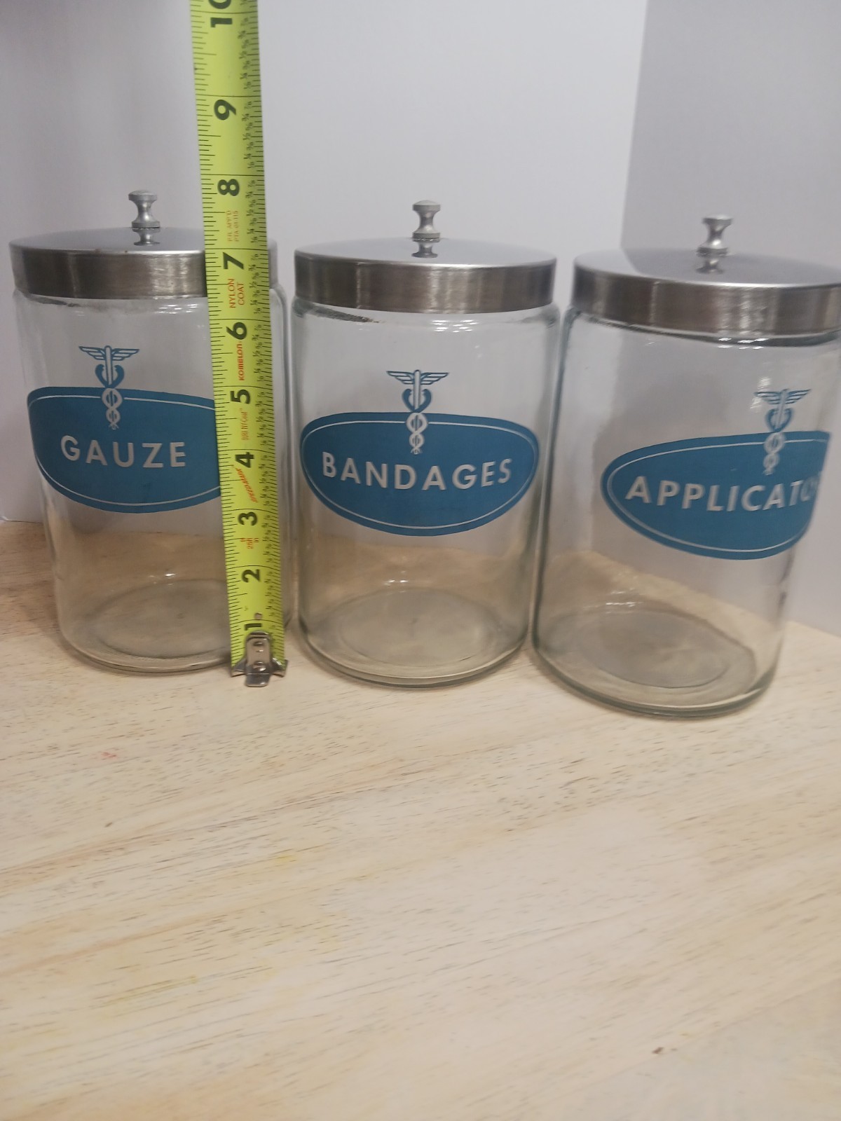VTG PROFEX ’40s-’50s Glass Apothecary Dental Jar Containers Medical USA Set Of 3