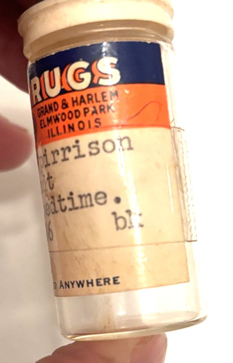 Vtg 1966 Glass Ablin Drug Store Prescription Pill Bottle Illinois -Ms Brandt