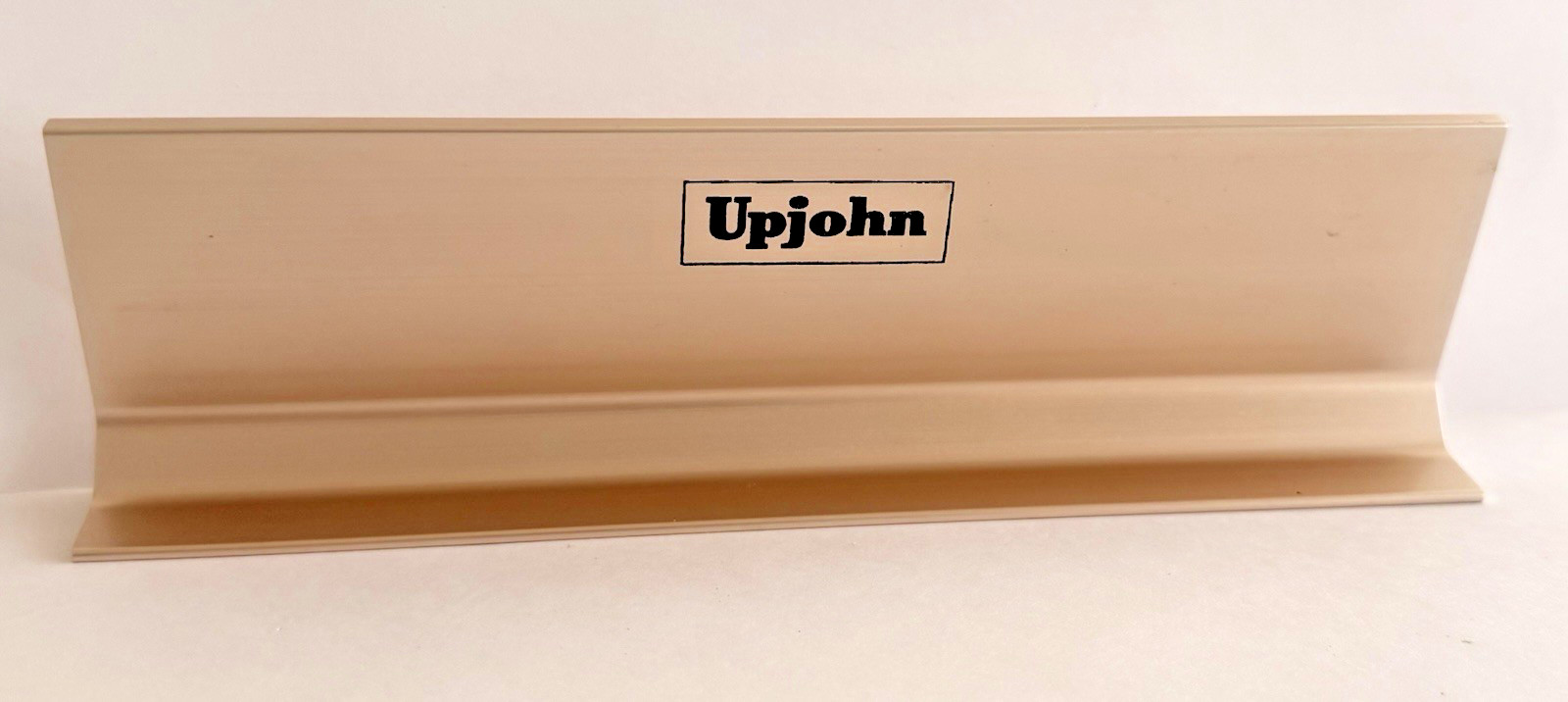 Vintage 1970s UPJOHN Registered Pharmacist Aluminum Desk Nameplate Display Sign