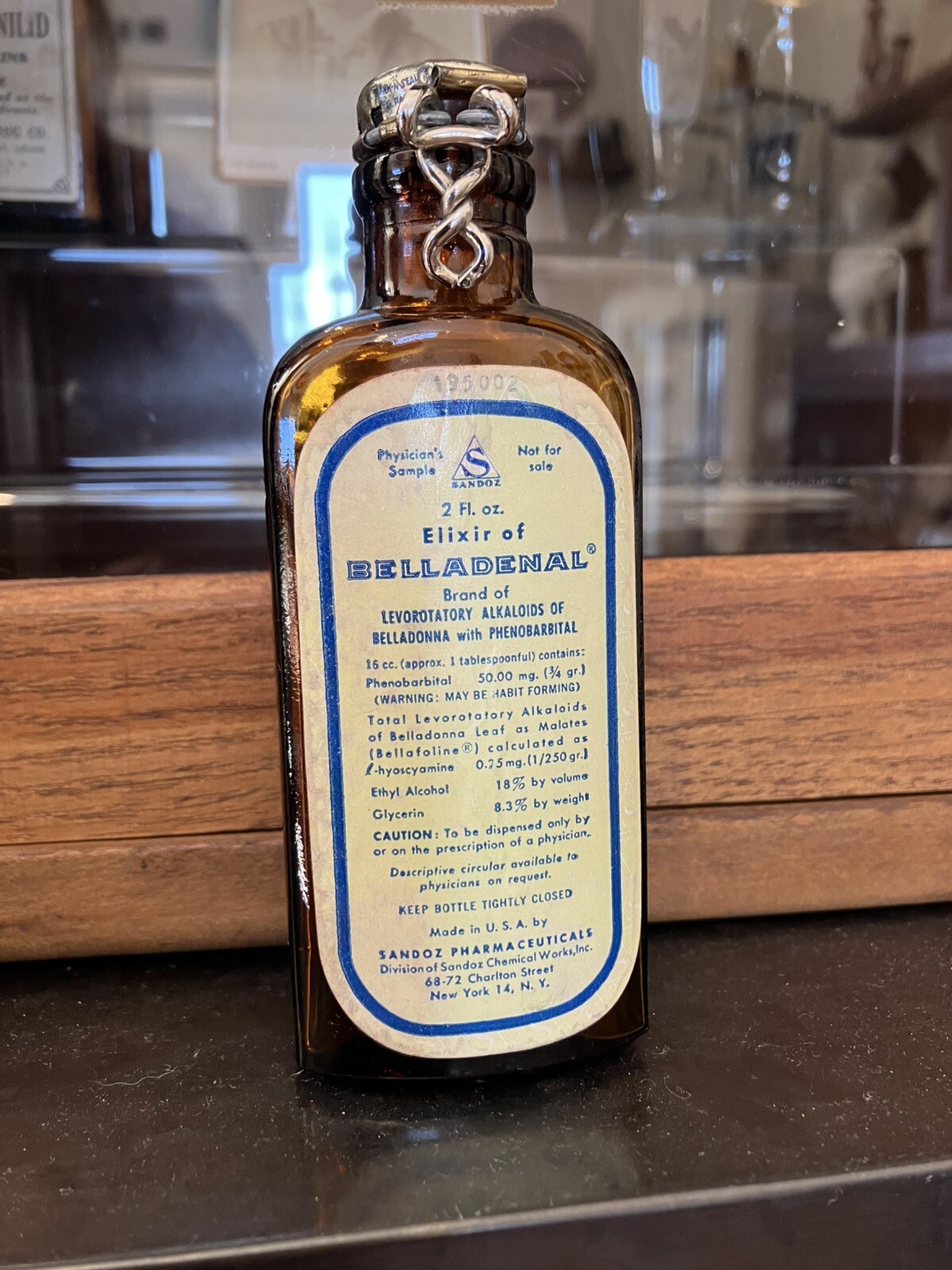 Vintage Amber Glass Medicine Bottle Belladenal Elixir Psychiatric Drug RARE!