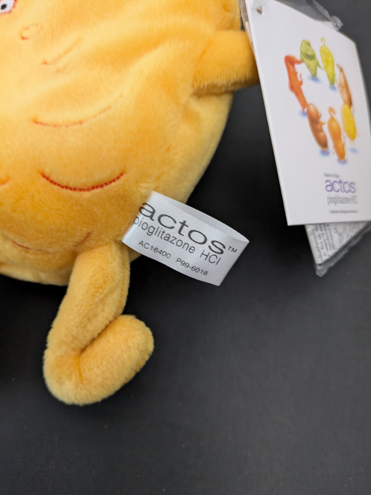 Actos Pharmaceutical Drug Rep Plush Beanbag Toy W/Tags Orange