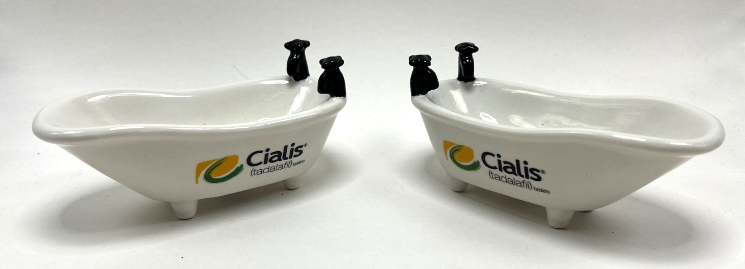 2 CIALIS Pharmaceutical Ceramic Bathtub 6×3 Promo Soap Dish