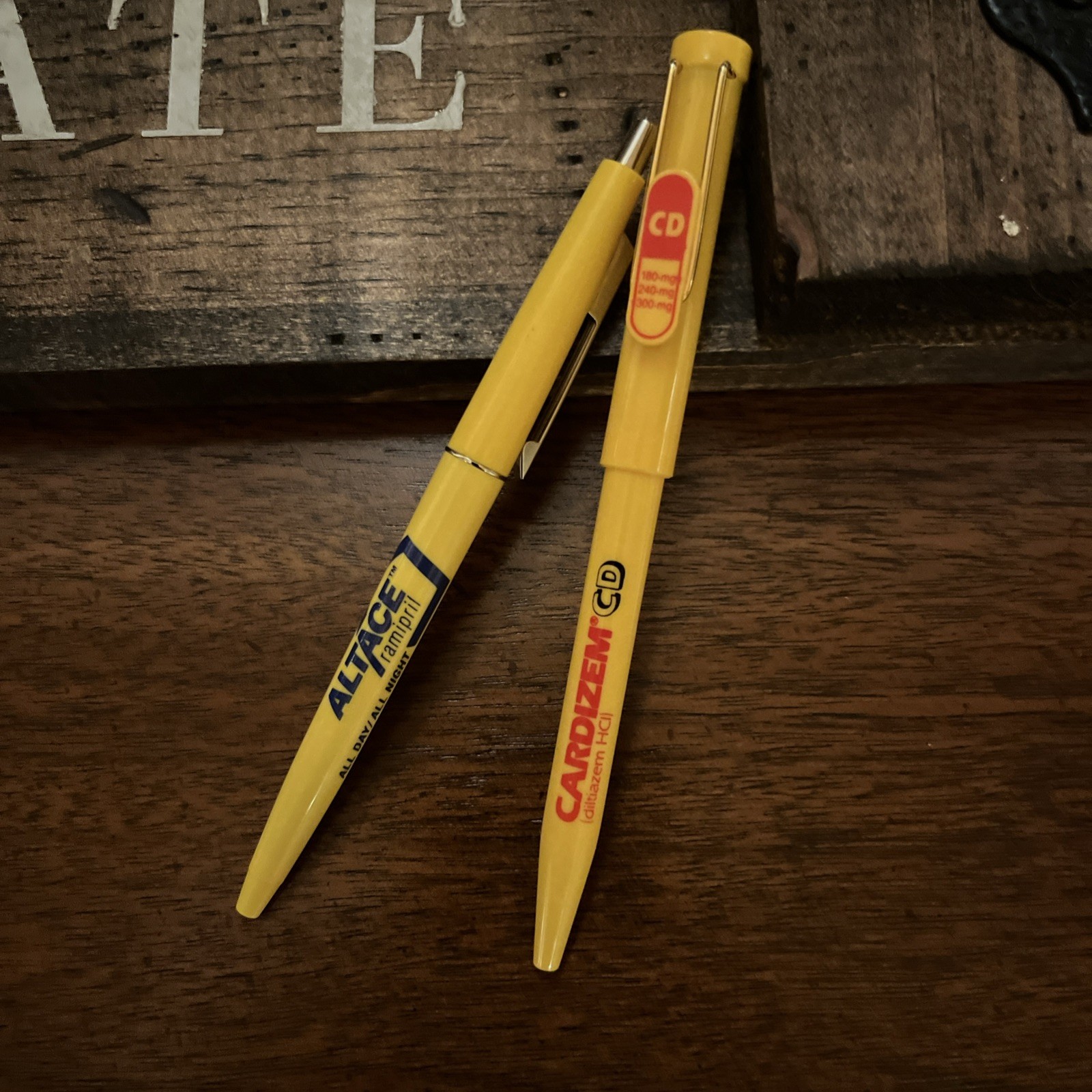 Very Rare Cardizem And Altace Bright Yellow Pharmaceutical Drug Rep Pens. Write