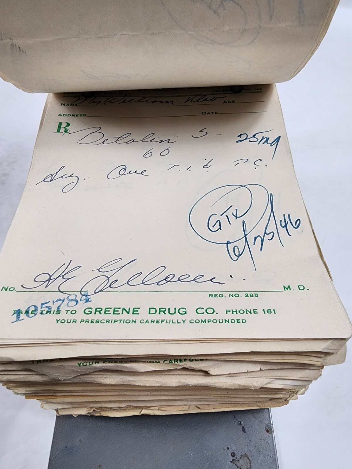 Prescription Atlas Rx Pad Paper Apothecary Druggist Pharmacy Medicine 1946