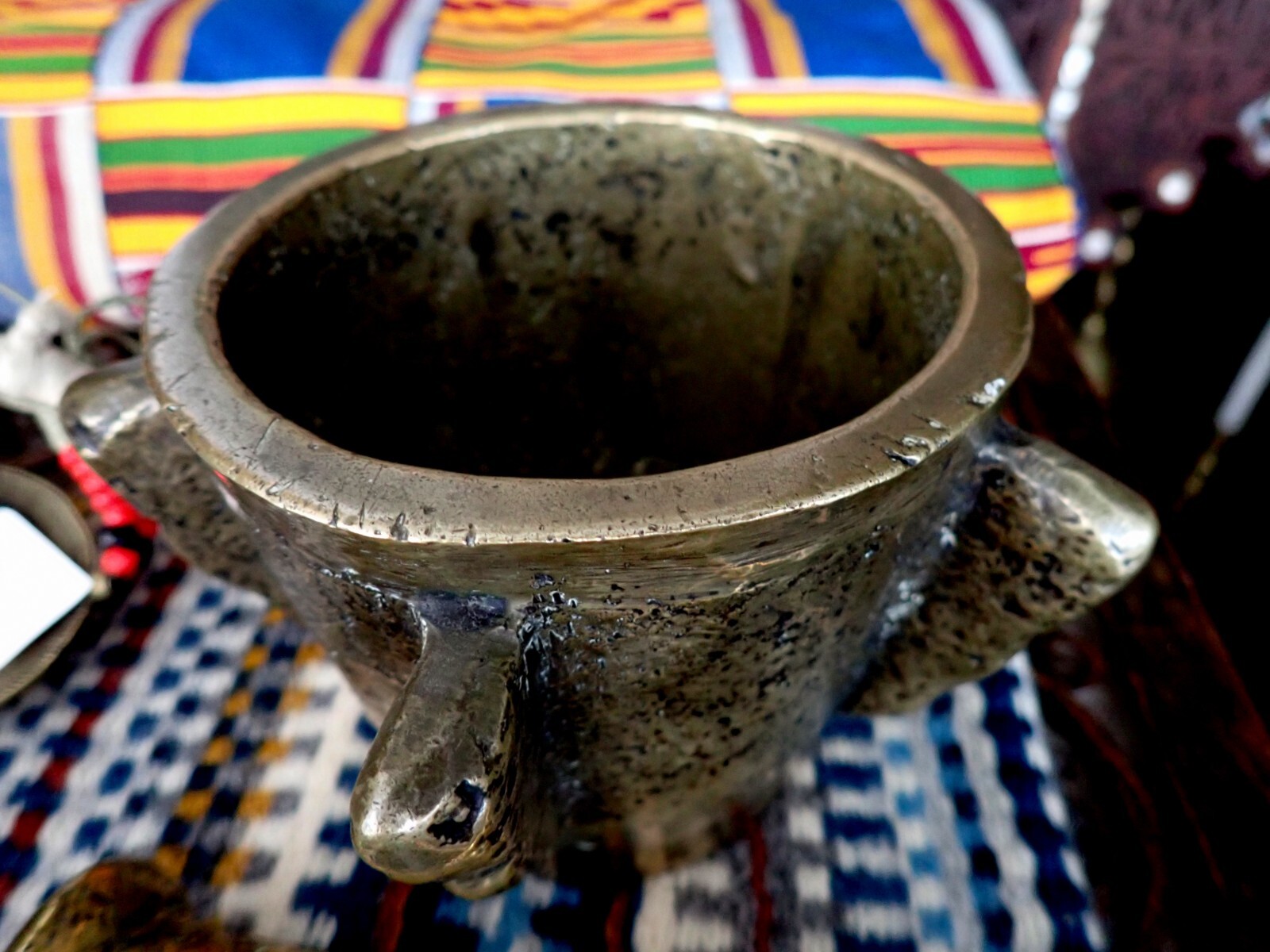 Brass Pestle Mortar Morocco Tuareg Spain Antique 19th Century Cast Brass