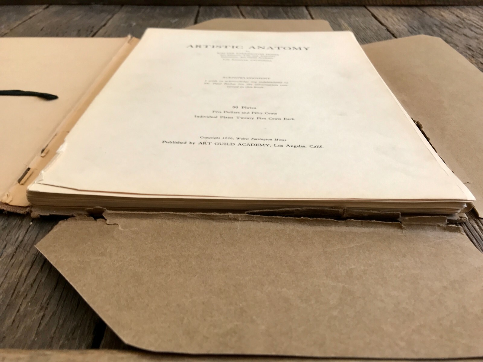 1930 Anatomical drawing Set Of 50 “Plates” From The Art Guild Academy Of LA