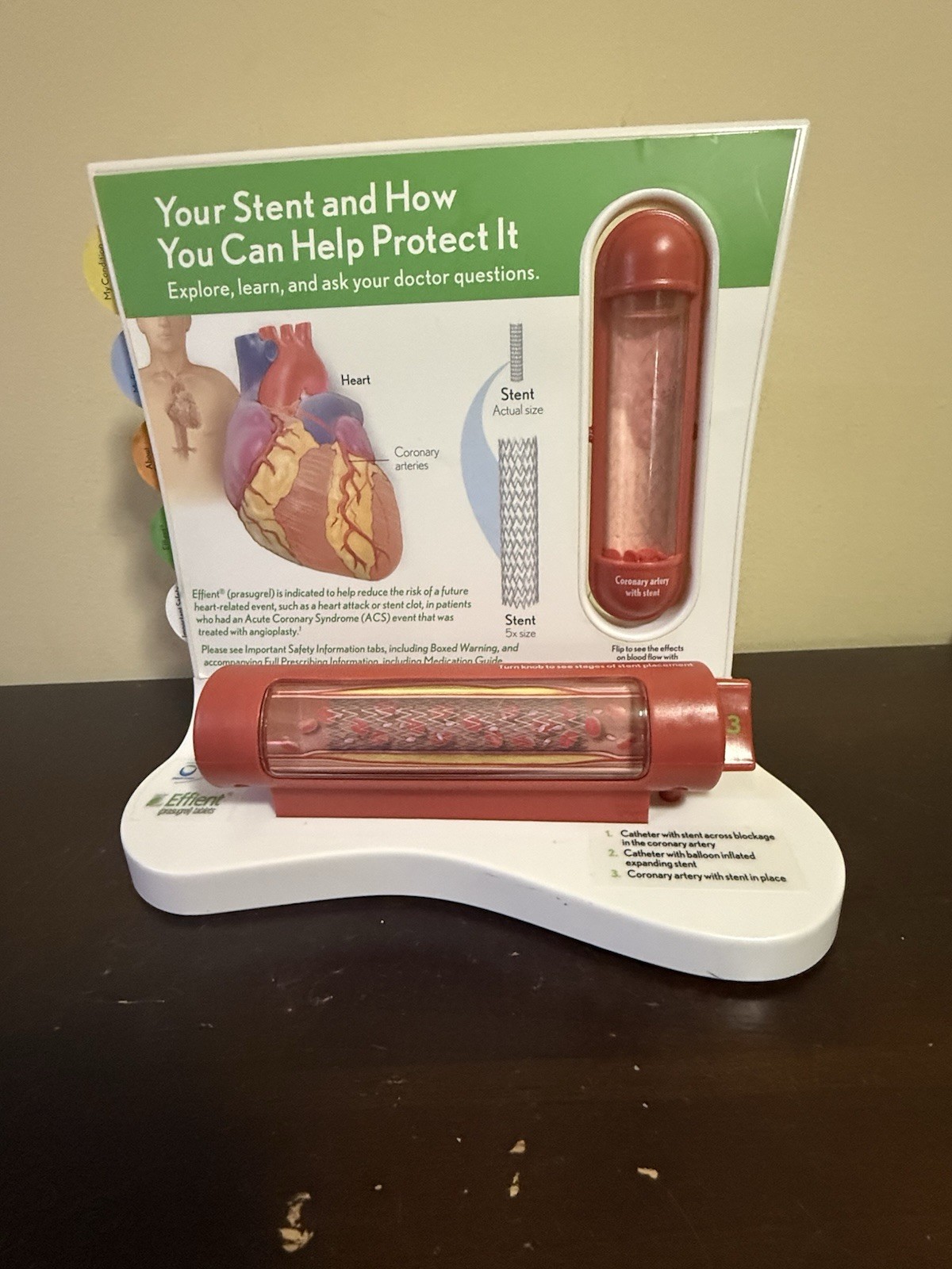 Vintage Effient Prasugrel Medical Display Stent Model Promo Rare