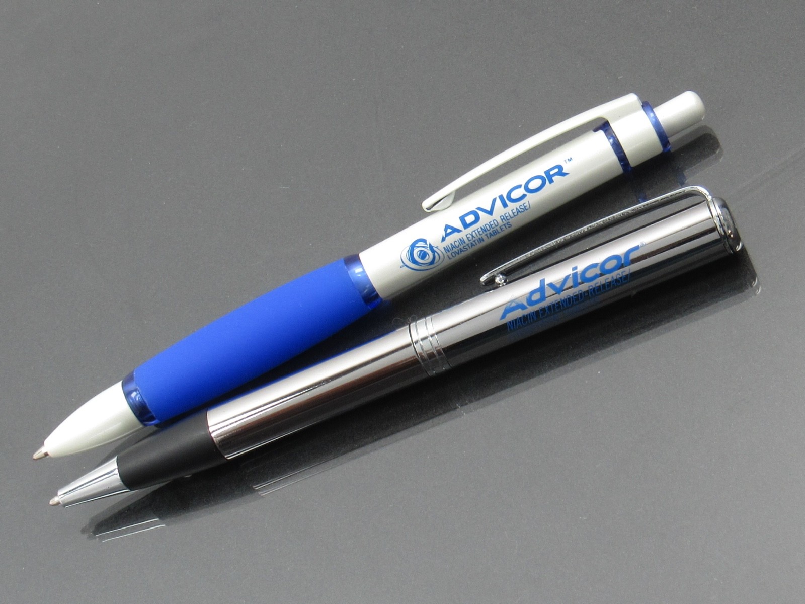 Advicor Metal PENS Drug Rep Pharmaceutical Promo Medical Advertising Lot of 2