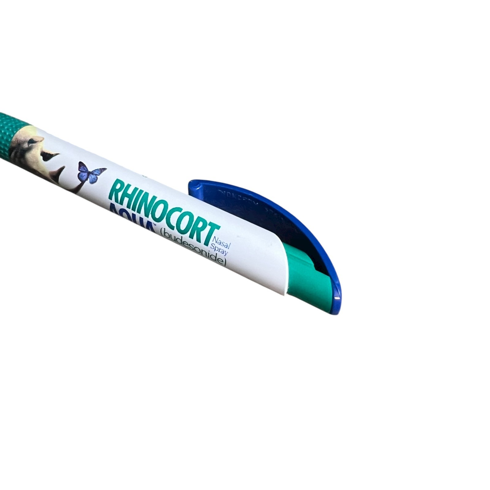 Rhinocort Aqua Budesonide Pharma Promo Pen Rhino Butterfly Graphic Spain Teal