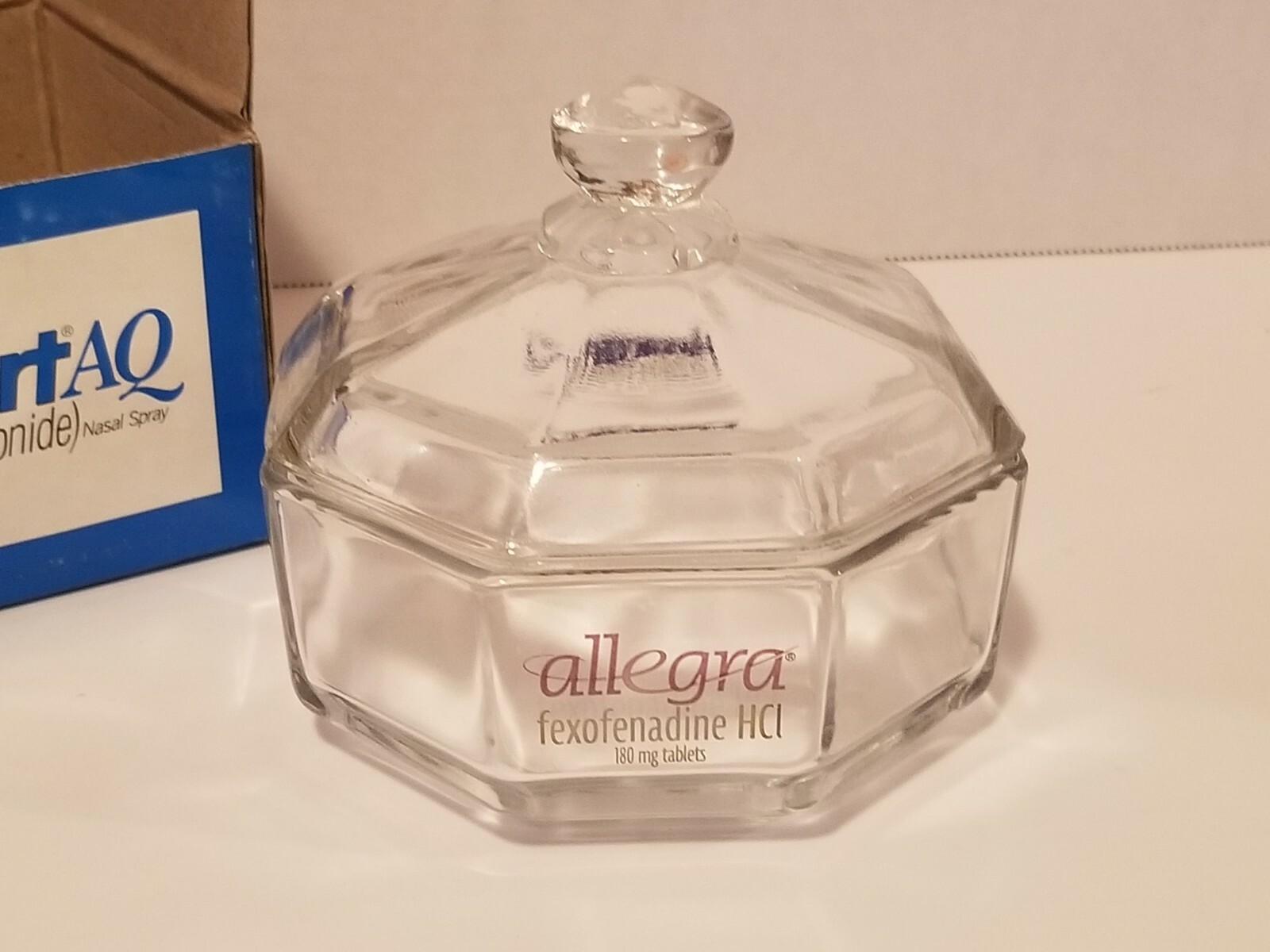 Nasacort AQ Nasal Spray Advertising Medical Collectible Covered Dish NIB Allegra