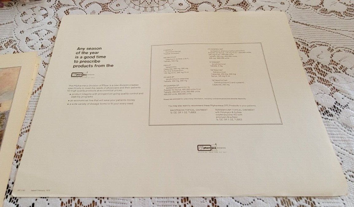 1975 PFIZER ADVERTISEMENT AMERICAN HOMESTEAD AUTUMN Currier Ives 12×16″ PRINT