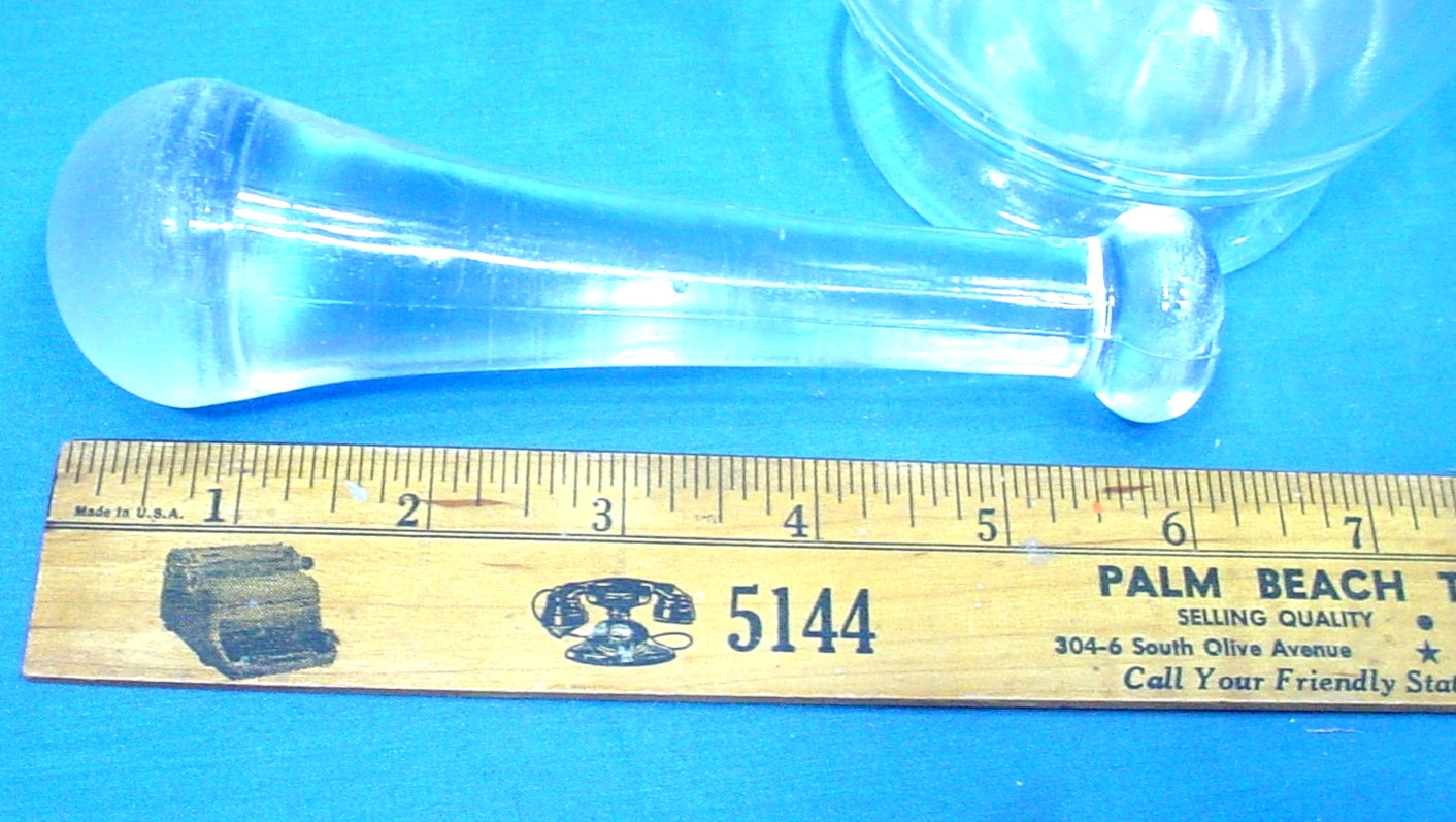 Antique John Maris 8 Oz Glass Mortar & Pestle Immaculate.
