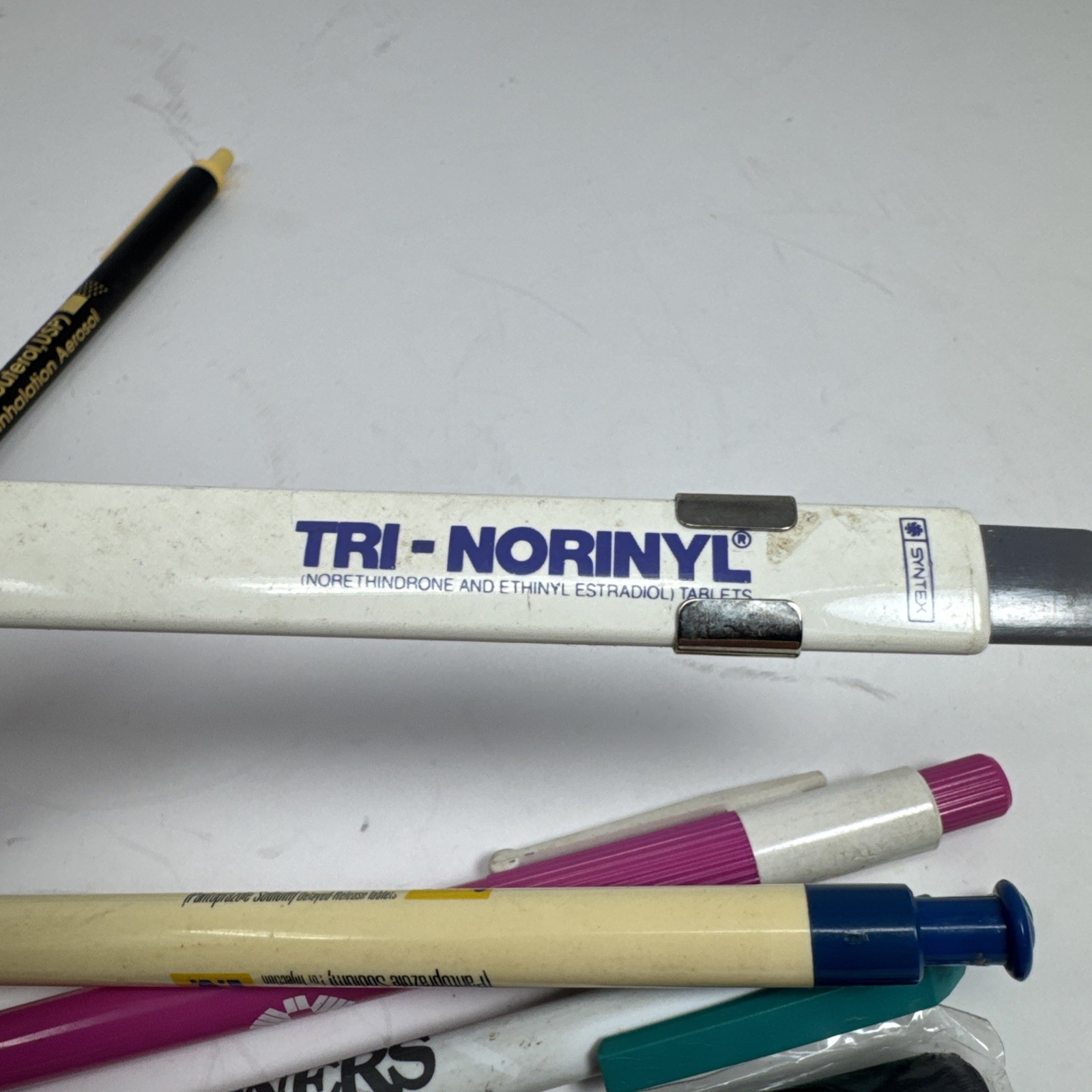 drugs pharmaceutical pens vintage x6 rep advertising Untested