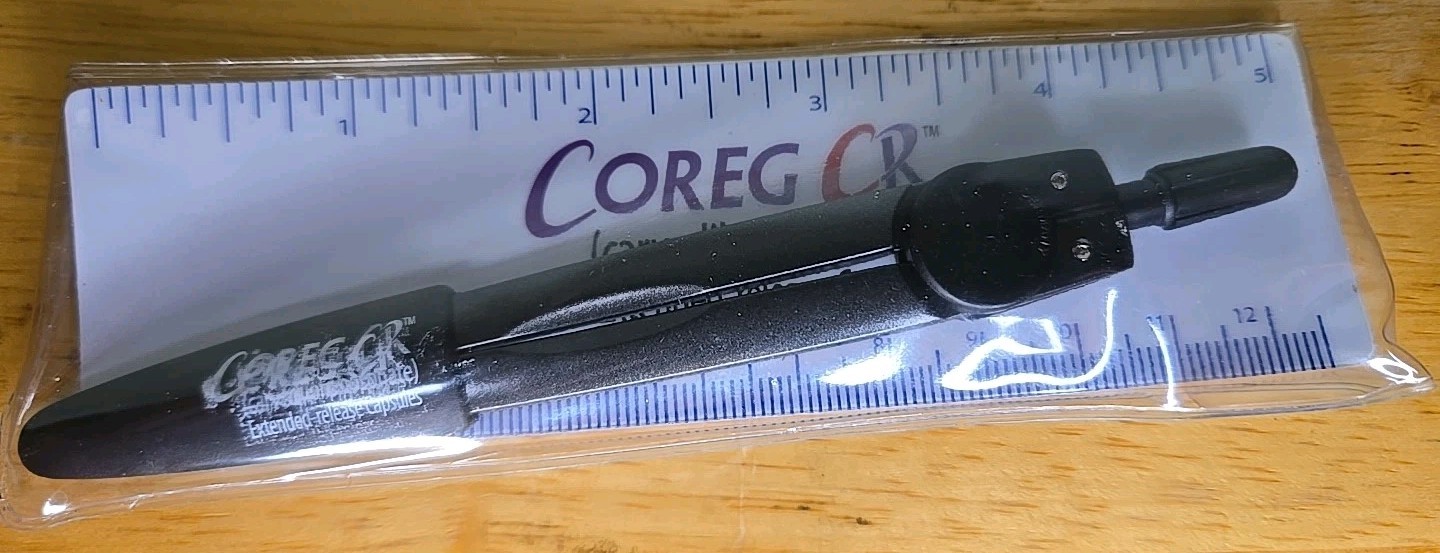Coreg Carvedilol Drug Rep Pharmaceutical Ad Promotional Ruler And Compass Rare