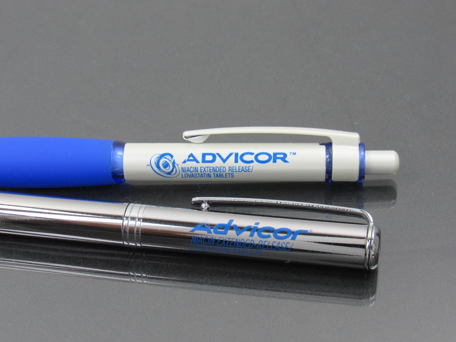 Advicor Metal PENS Drug Rep Pharmaceutical Promo Medical Advertising Lot of 2