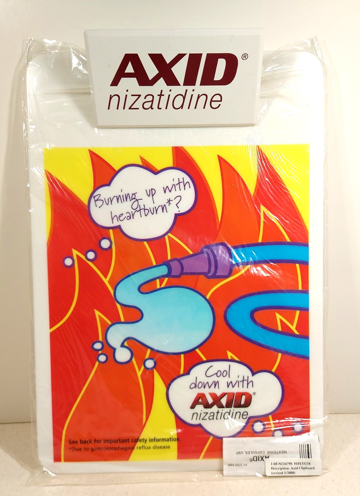 Vtg 2000 AXID Heartburn Clipboard Lilly Drug Pharmaceutical Rep Promo Swag RARE!