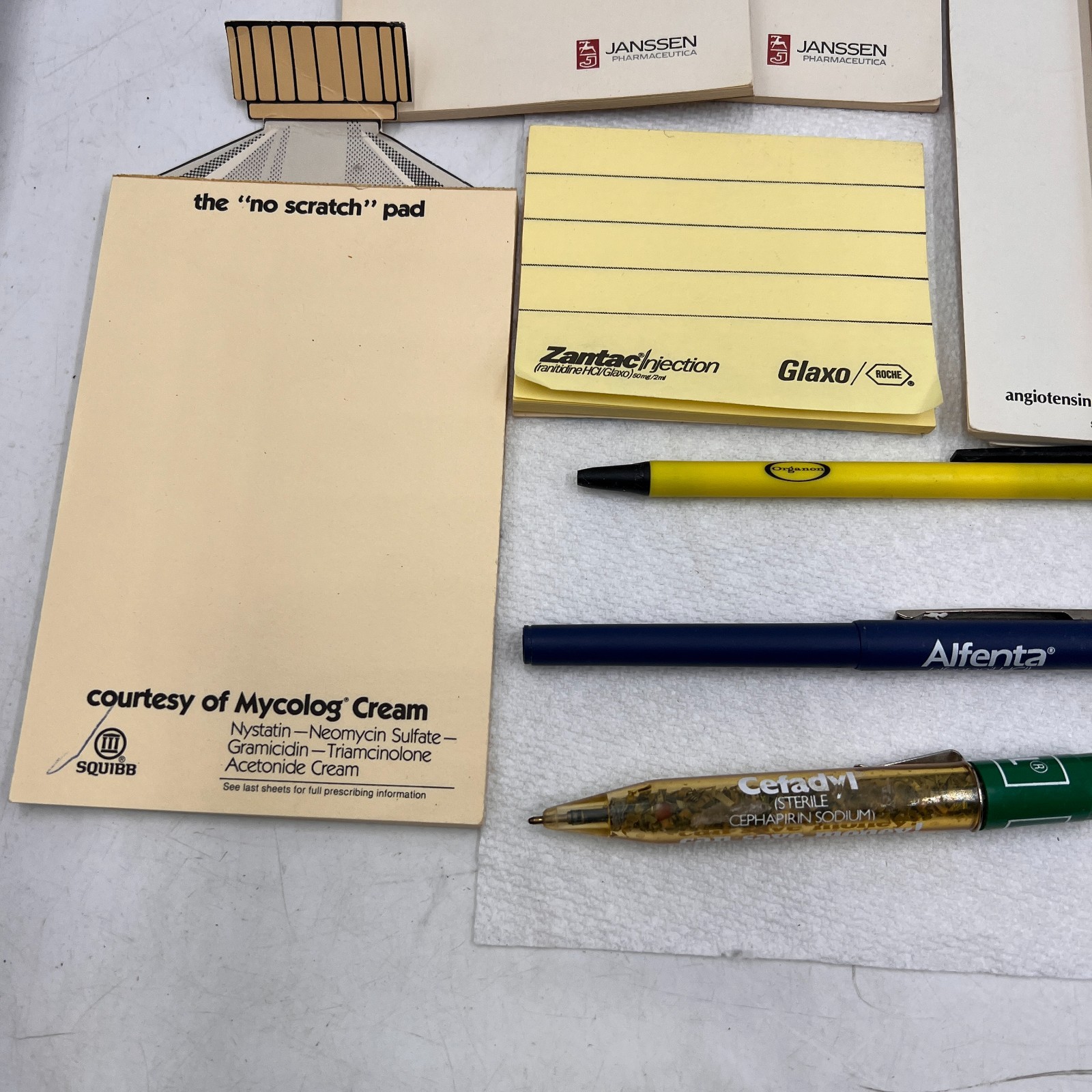 Vintage Pharmaceutical Drug Rep LOT Pens Note Pads Capoten Monistat Nubain Zanta