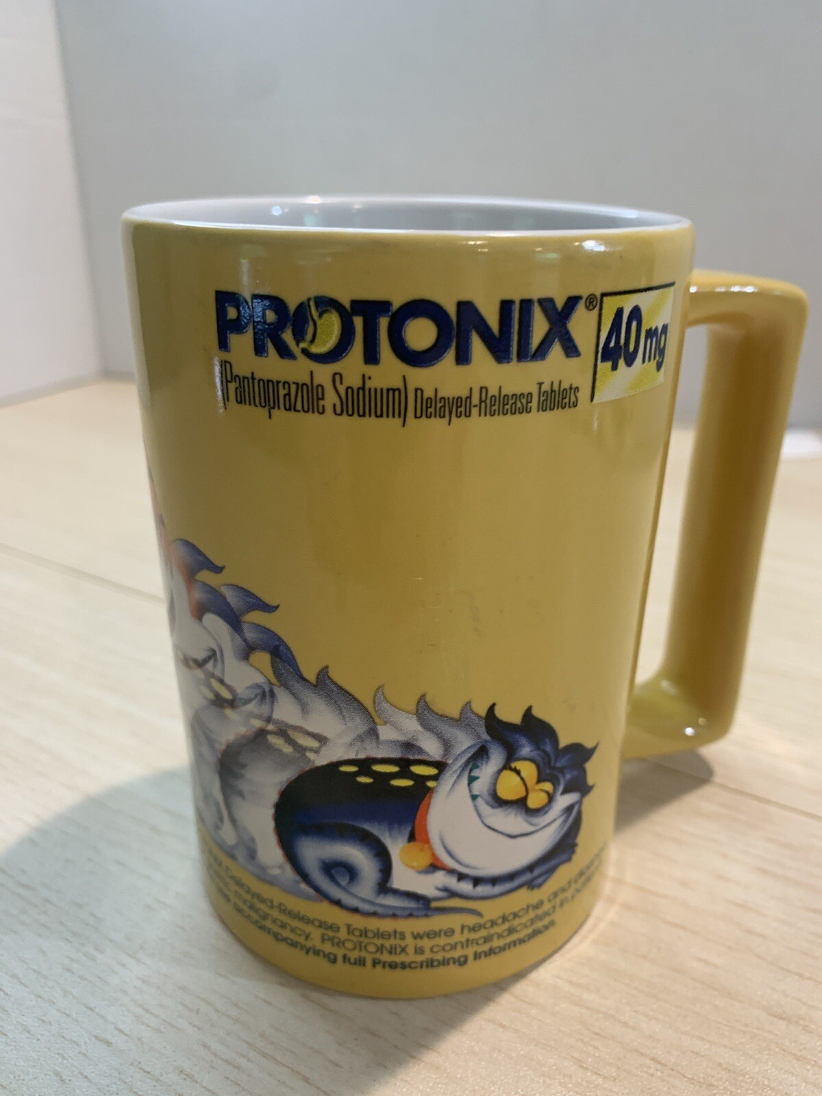 Medical Advertising Ceramic Coffee Cup Protonix (Pantoprazole Sodium) 40mg/ I.V.