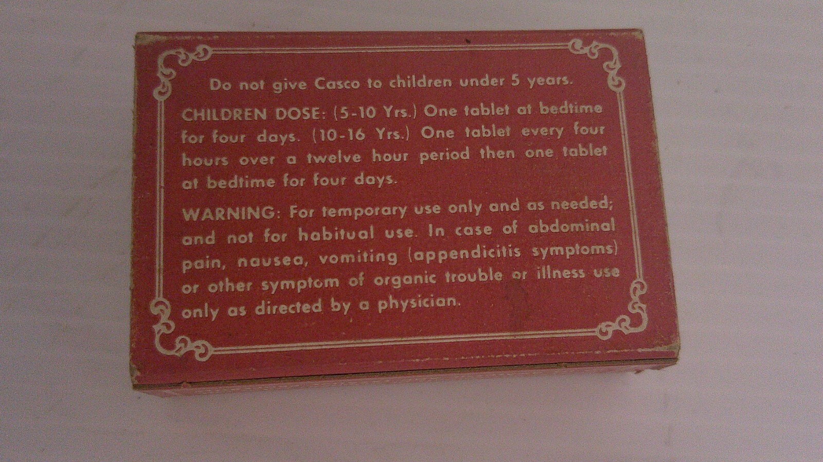 vintage Casco co laxative pills sliding box opener has pills & instructions Z151