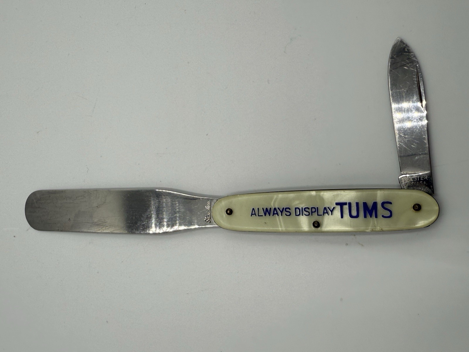 Tums “Rare” Advertising Letter Opener, Knife & Pharmacy Pill Counter