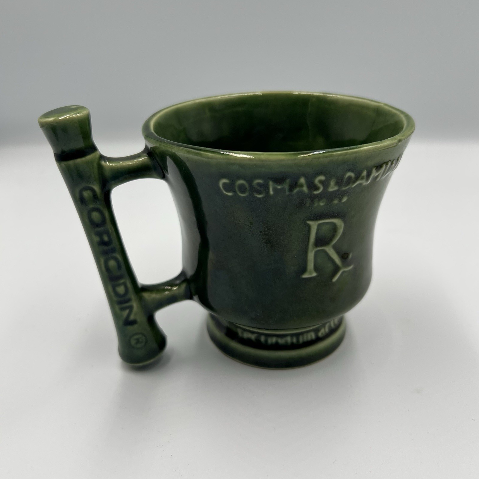 Vtg Schering Advertising Coricidin Cosmas & Damian Mug