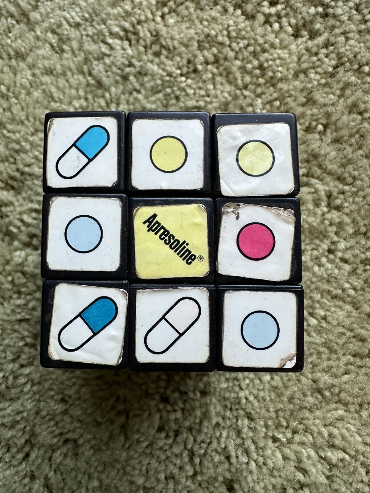 Vintage Pharmaceutical Drug Rep Rubik Cube Ad For Apresazide, Ciba, Etc, Used
