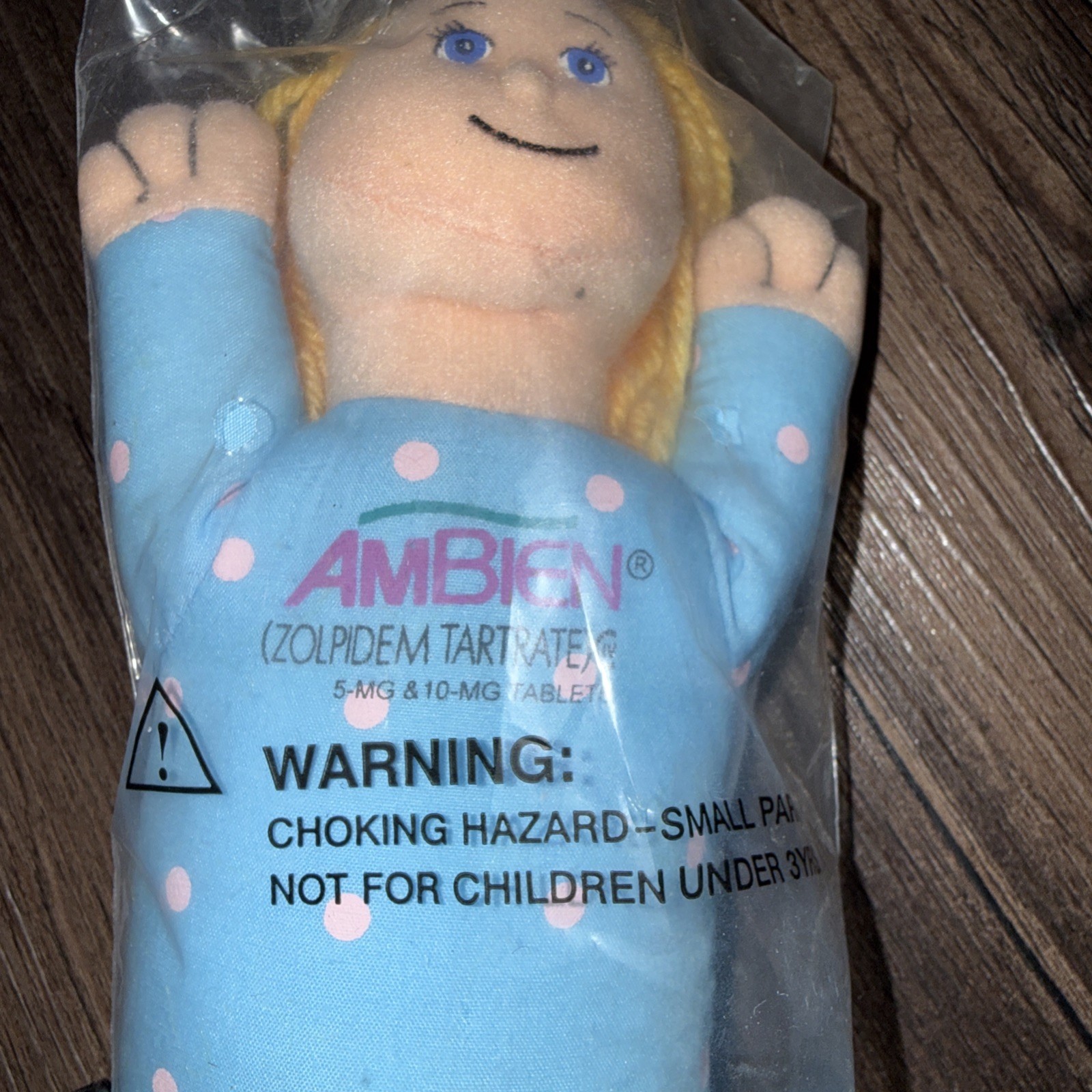 RARE Vintage AMBIEN Sleepy Girl Plush Beanbag Doll – Pharmaceutical Promo! NEW!
