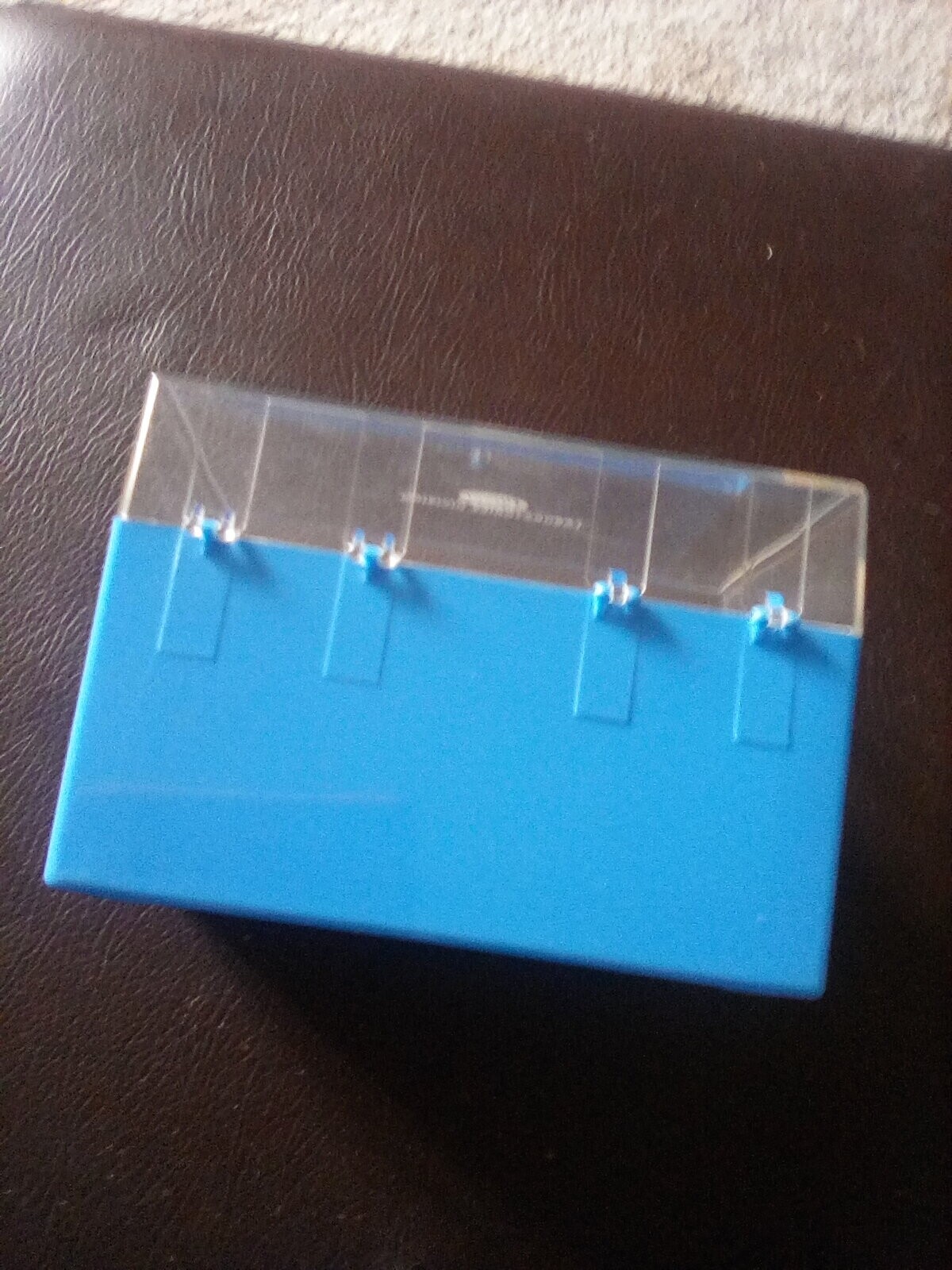 Pfizer advertisement plastic box , vintage holds 3 x 5 cards