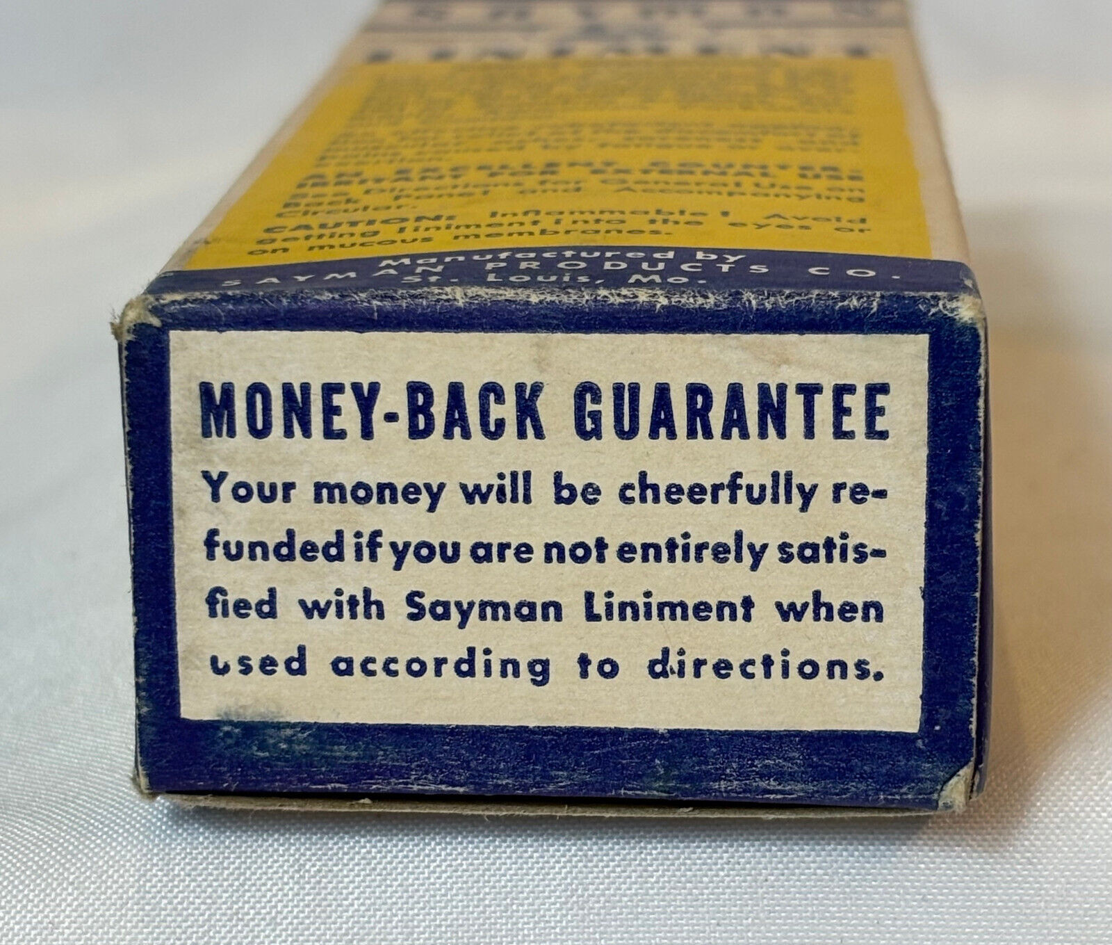 Vtg Sayman Liniment Bottle 3 oz In Original Box Clear Glass