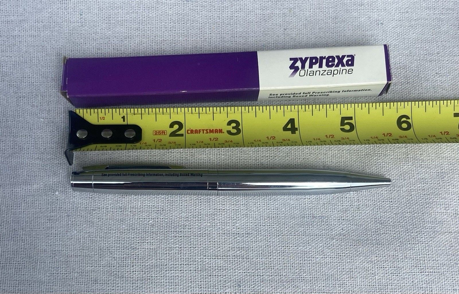 ZYPREXA Pharmaceutical DRUG REP METAL POINT PEN Heavy New In box Black Ink