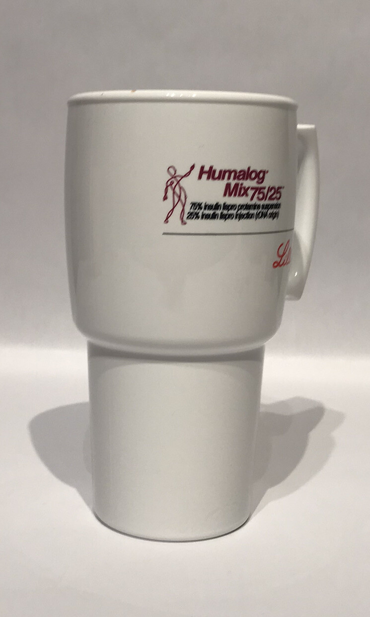Humalog Mix Travel Coffee Tea Mug Cup Drug Rep Pharmaceutical Promo 14 fl oz.