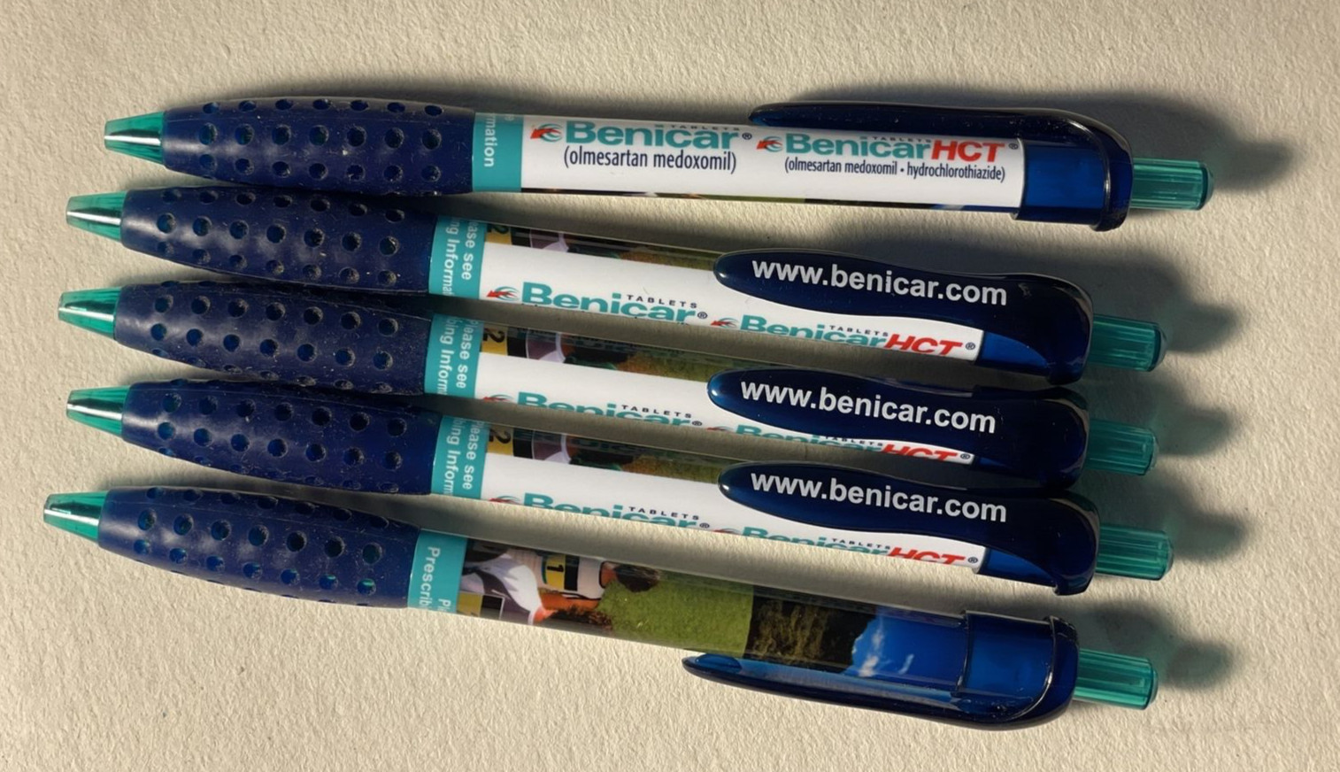 Lot of 5 BENICAR HCT Drug Rep Pharmaceutical Clip PEN White Blue Promo Gift