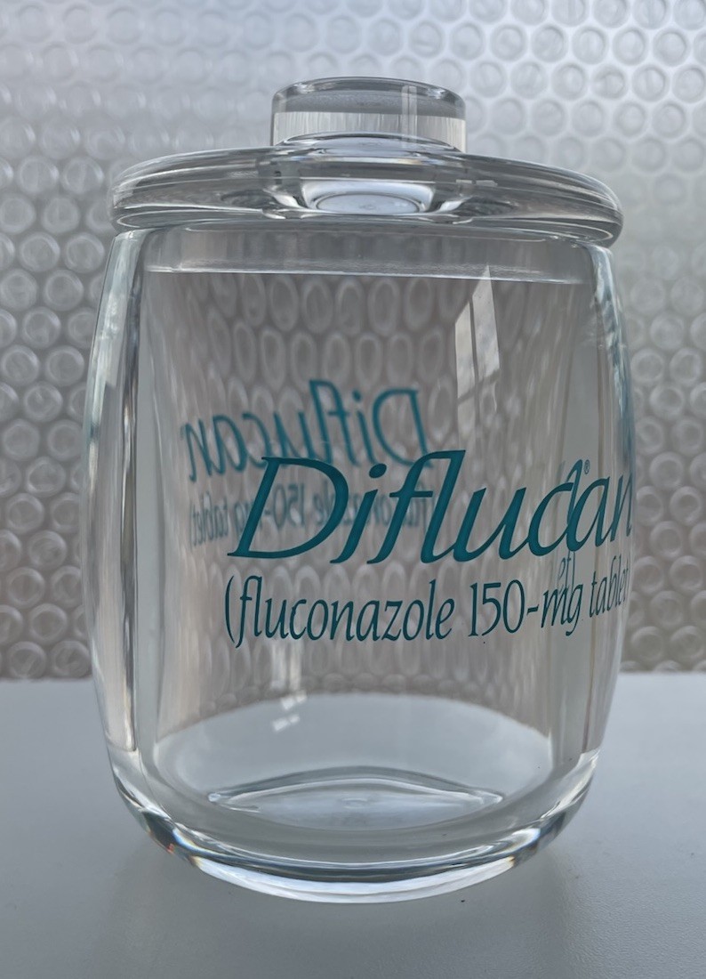 Pharma Swag Diflucan Jar With Lid Plastic Pharmaceutical Promo Item Desktop