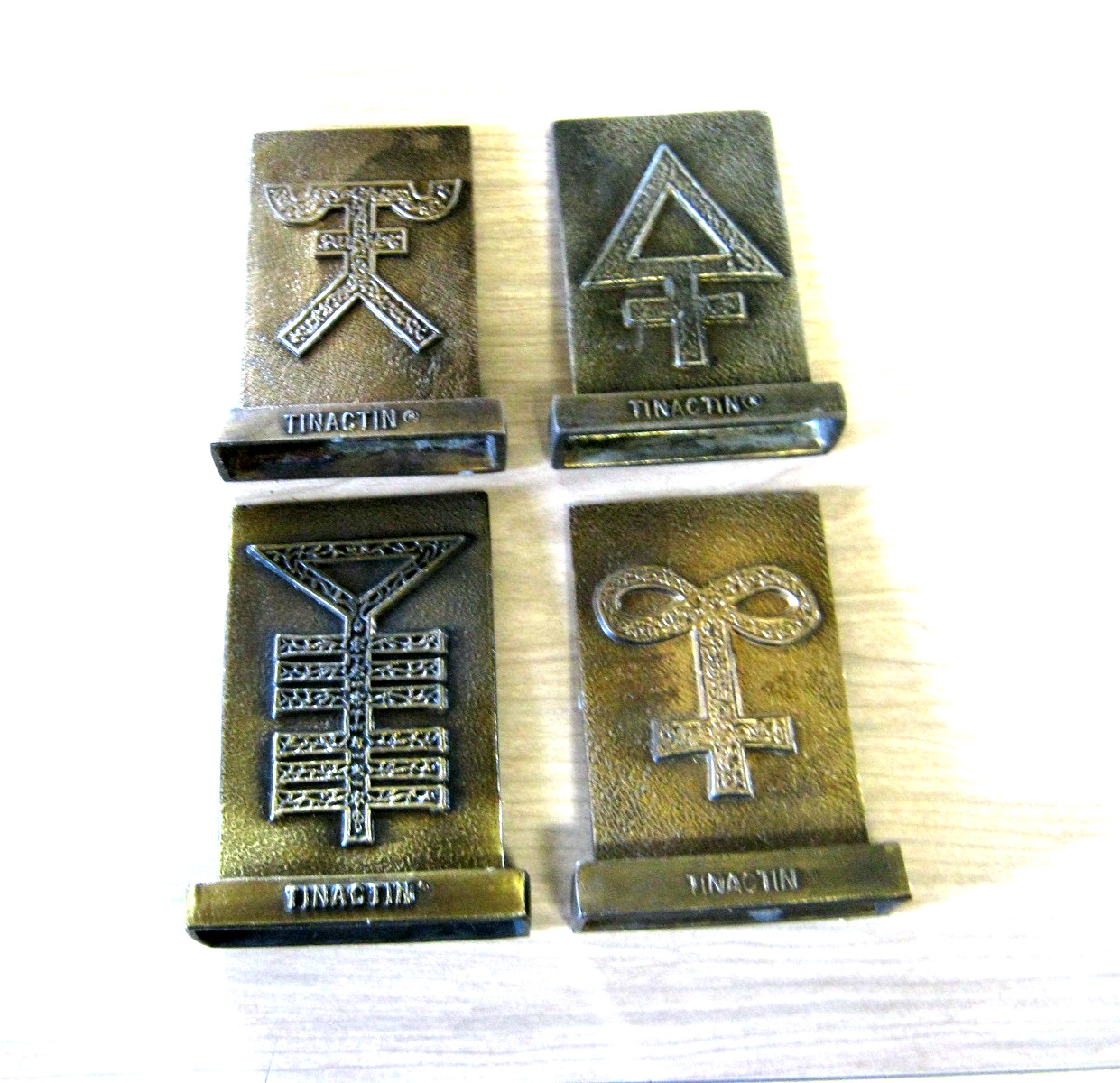 VINTAGE drug promo PHARMACY TINACTIN BRASS BOOKENDS SECUNDUM ARTEM