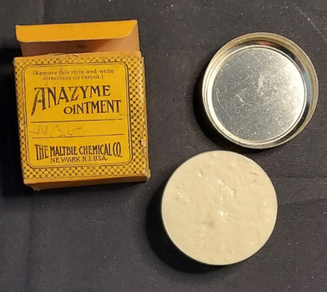New Old Stock Medicine Box & Tin Anazyme Ointment Maltbie Chemical Co Newark NJ