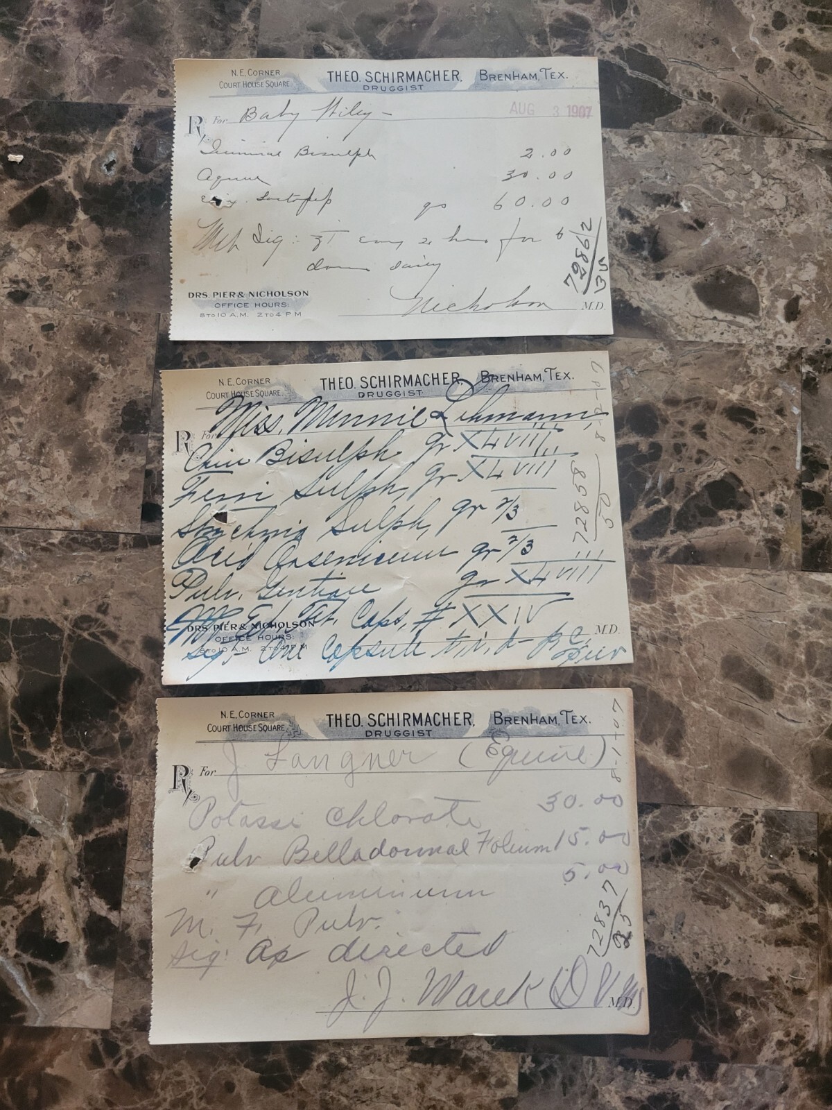 99 serially numbered antique prescriptions (1907) – OPIUM, PAPINE & CODEINE