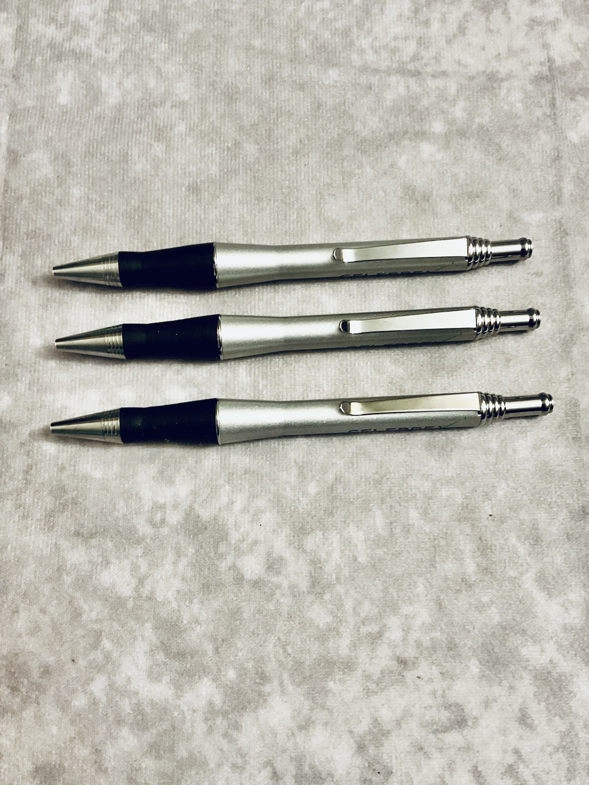 CELEBREX PHARMACEUTICAL REP PENS METAL SILVER BLACK GRIPS CHROME CLIP LOT OF 3