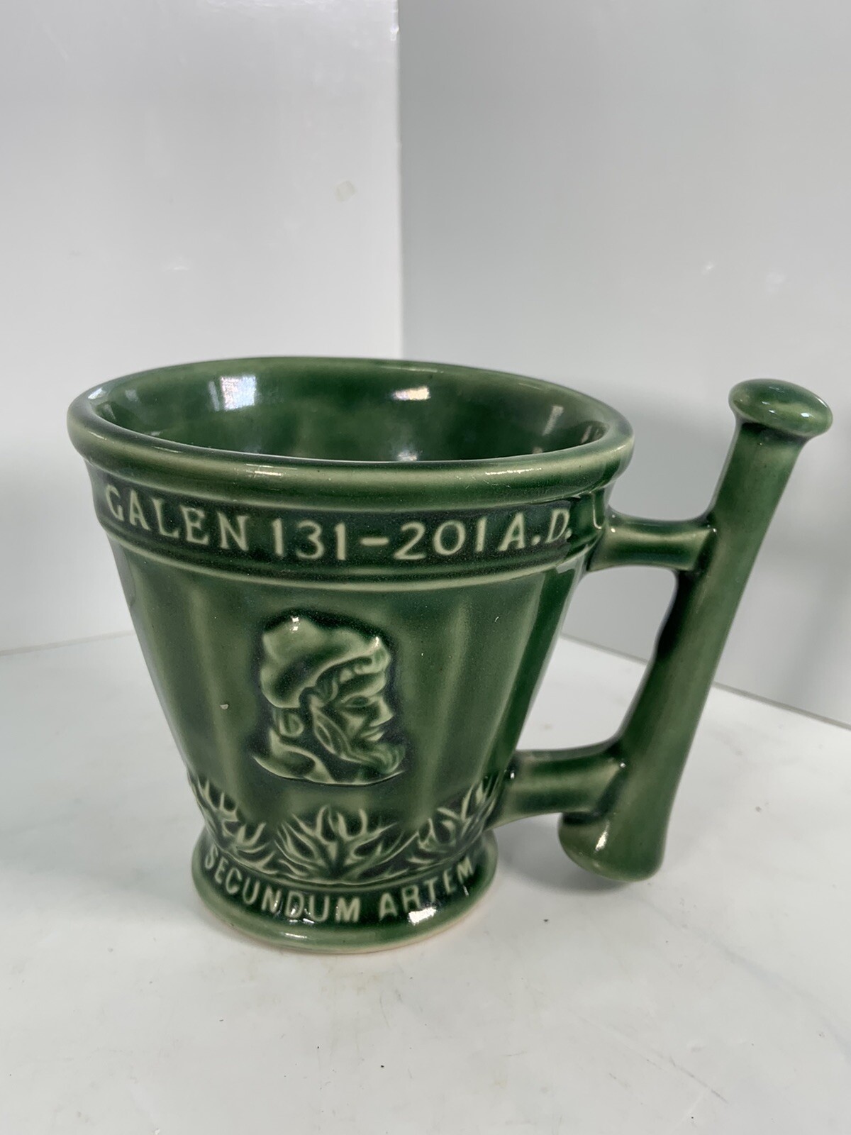 Vtg Coricidin RX Pharmacy Adv Mortar & Pestle Mug Schering McCoy Pottery