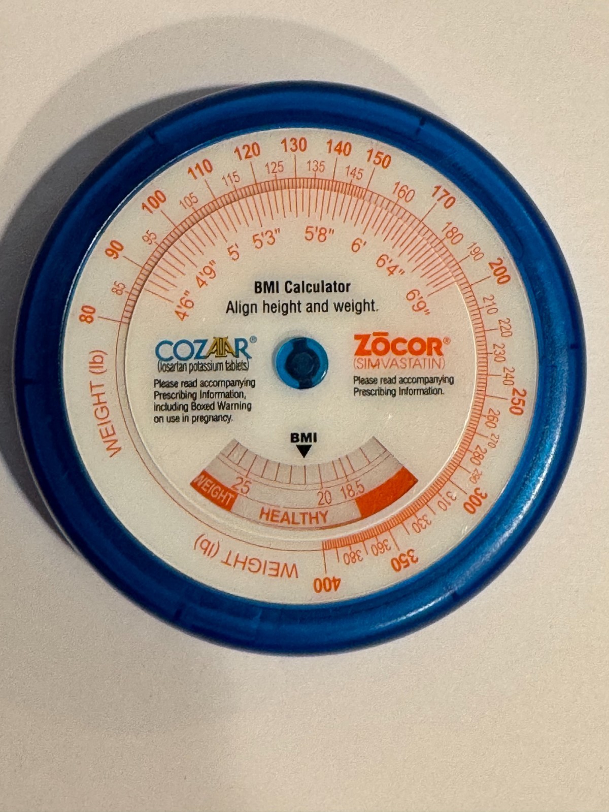Drug Rep Advertising Promo BMI Calculator for Zocor Merck & Co.