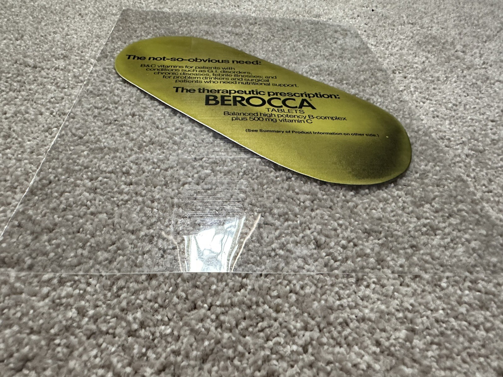 Vintage Berocca Pharmaceutical Single Page Magazine Advertisement