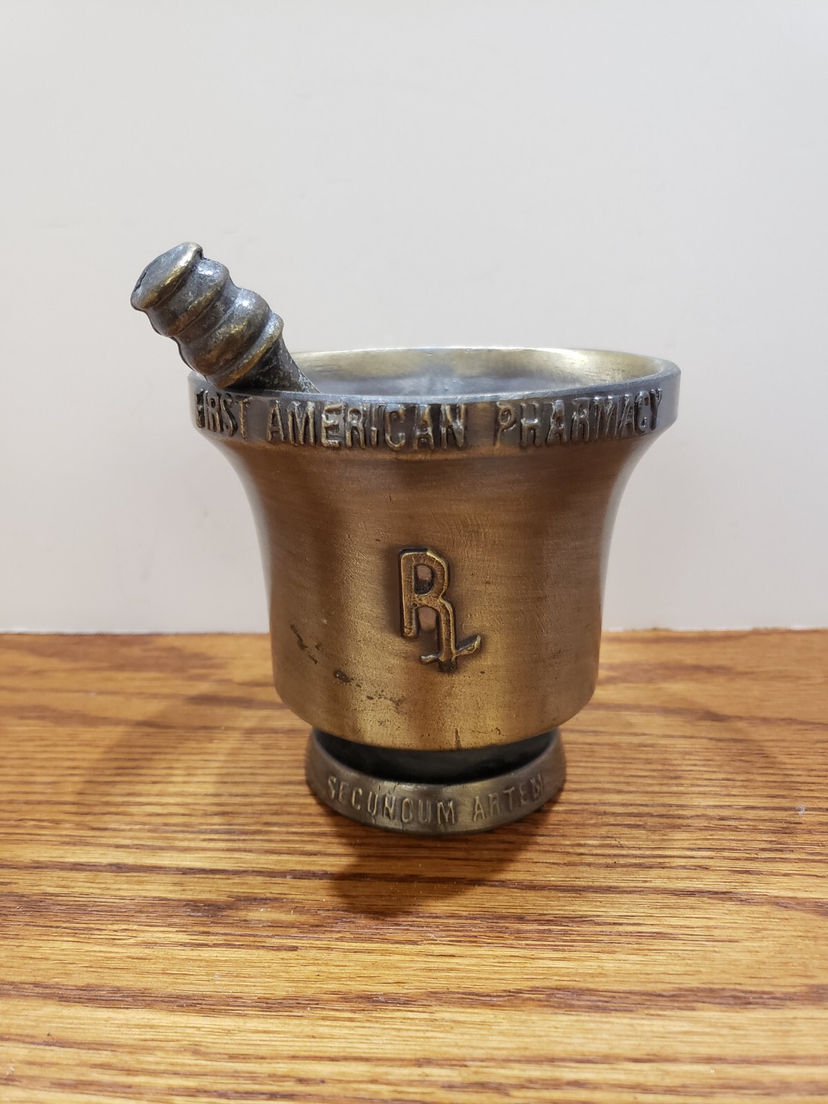 vintage 1972 Schering metal Mortar and Pestle 10th Edition First American Pharma