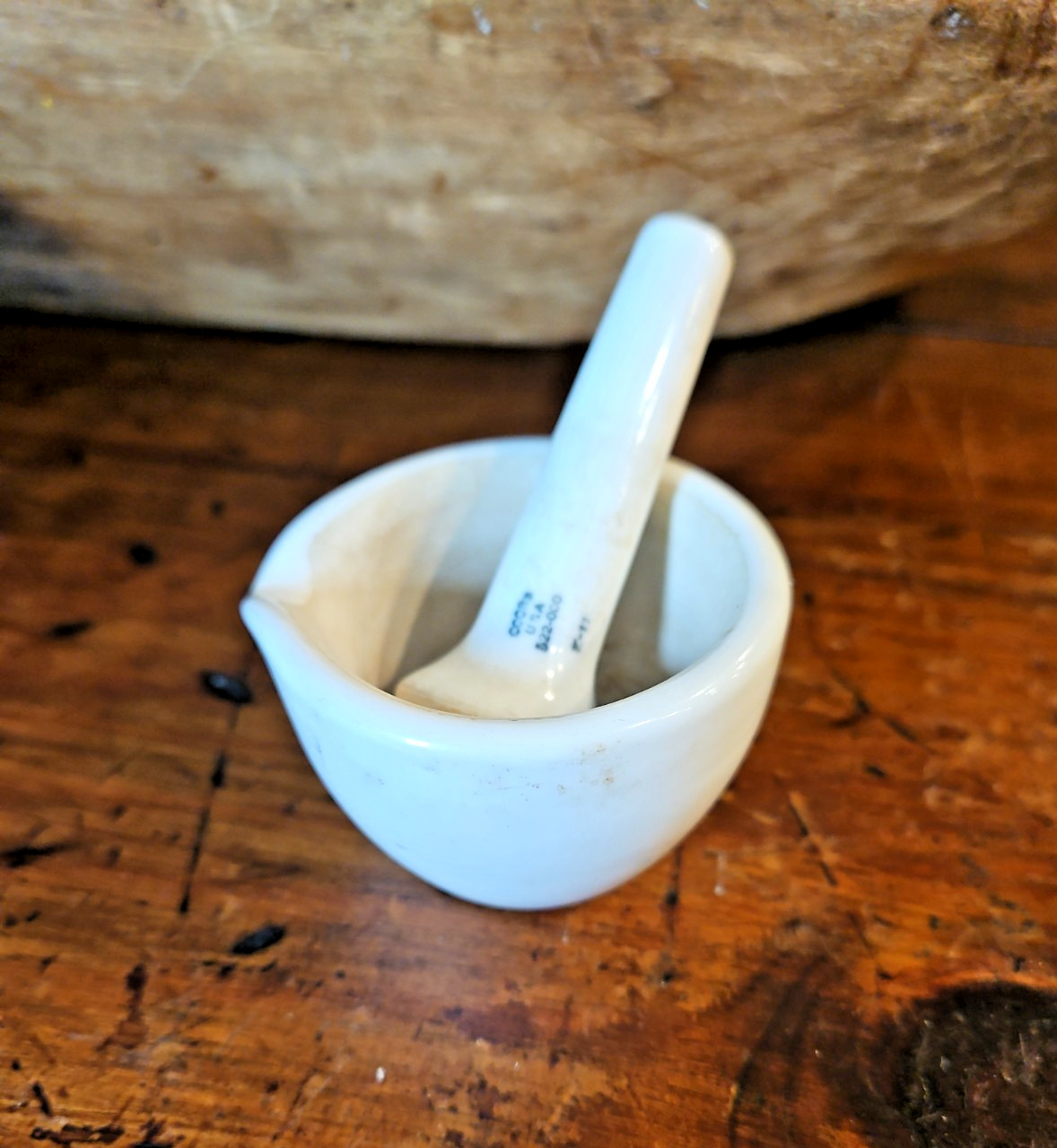 Vintage Coors USA 522-000 Heavy White Porcelain Lab Mortar and Pestle