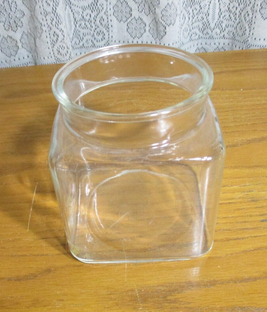Vintage Apothecary Square Jar Clear Glass Drug Store Candy Jar – No Lid/Top