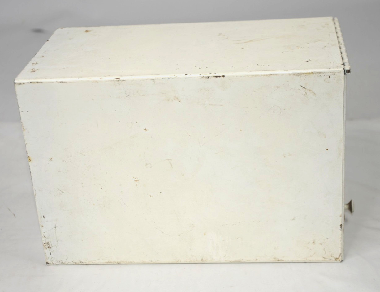 DRUGPAK RECORD FILE metal apothecary Pharmacy cabinet Vtg Drug Package Box Tin