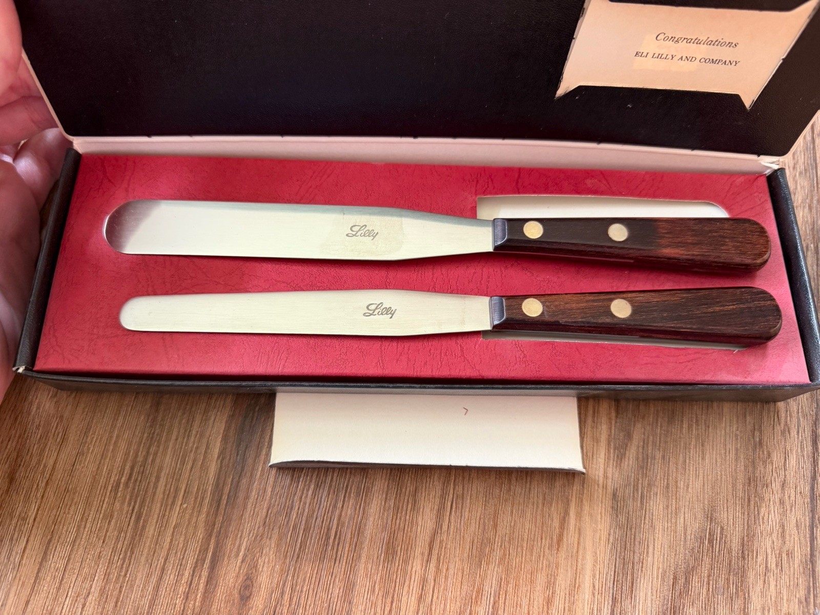 Vintage Eli Lilly Pharmacy Spatula Set w/ Original Box Stainless Steel