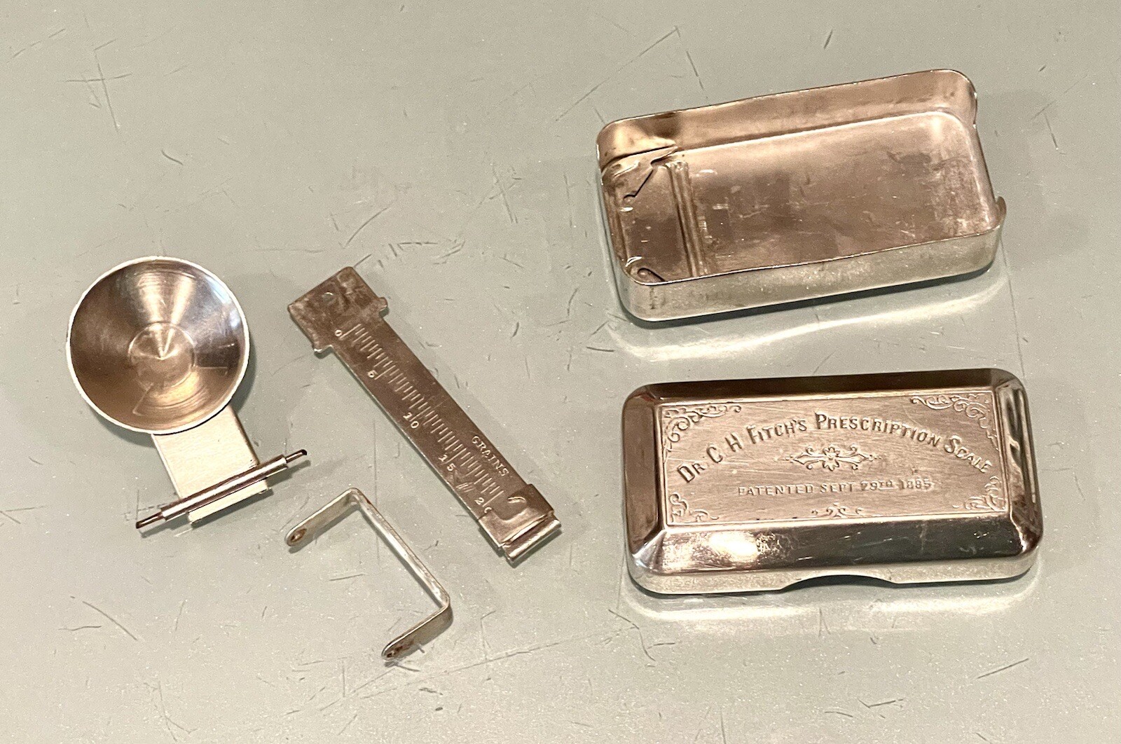 Vintage Antique 1885 Medical Pharmasist Portable Dr Fitch’s Prescription Scale